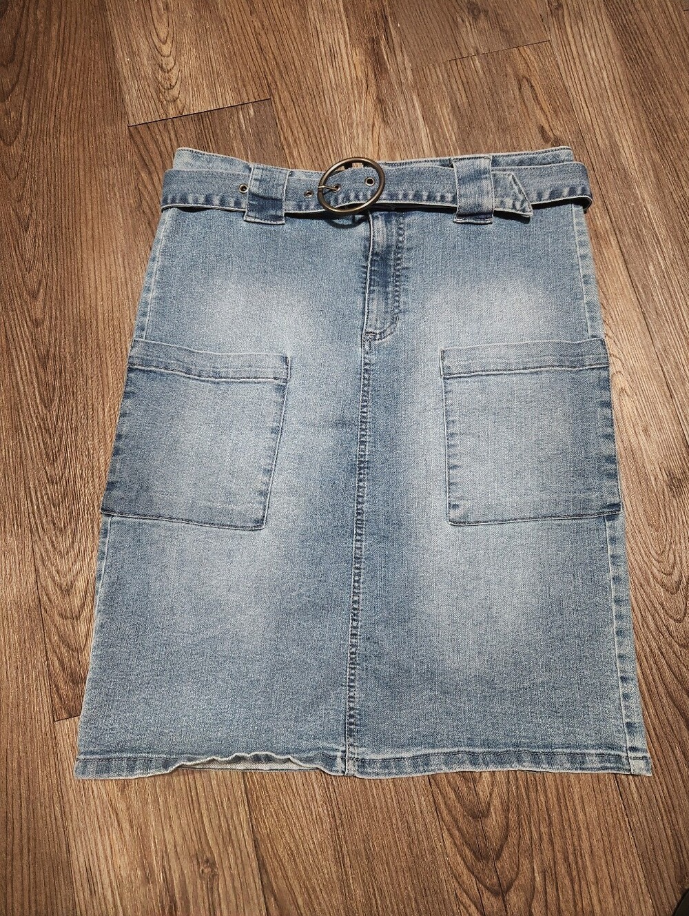 d. jeans Light Blue Denim Pencil Skirt with Belt
